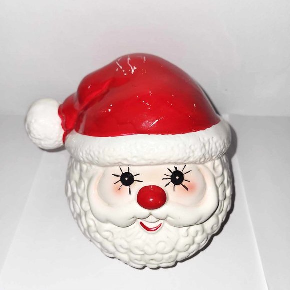 RARE Enesco Santa Cookie Jar 1980s | Glazed Porcelain | Hand-Painted | 10" Tall - Picture 11 of 14
